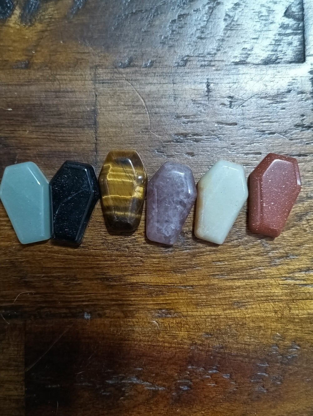 Assorted Stone Coffin Moni Crystals Lot Of 6